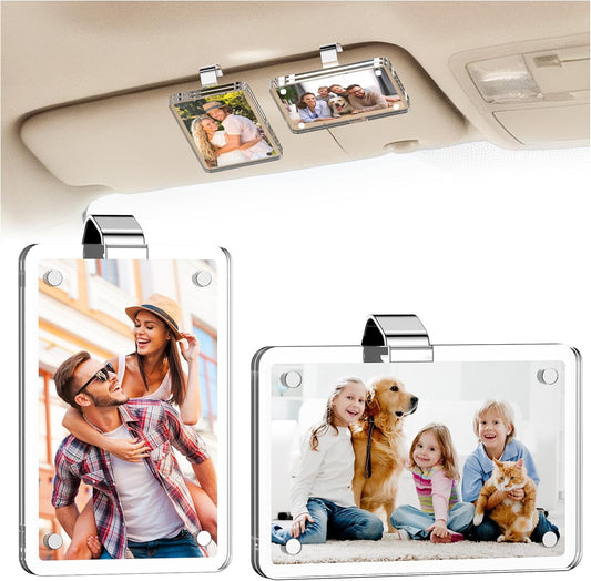 2PCS Magnetic Car Sun Visor Photo Holder