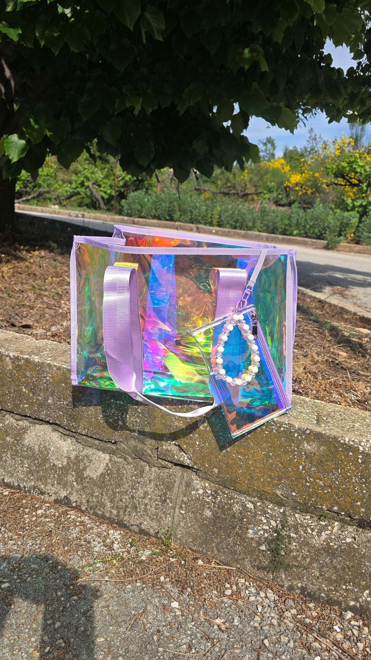 Iridescent Beach Bag Set – Large Tote bag with Matching Pouch