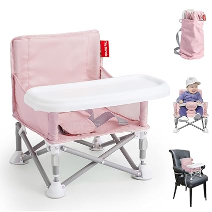 Portable 3-in-1 Baby Booster Seat – Foldable High Chair with Removable Tray, Safety Harness & Carry Bag | Ages 6M–3Y