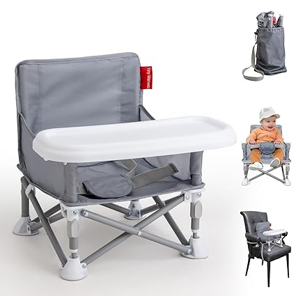 Portable 3-in-1 Baby Booster Seat – Foldable High Chair with Removable Tray, Safety Harness & Carry Bag | Ages 6M–3Y