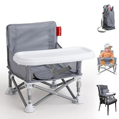 Portable 3-in-1 Baby Booster Seat – Foldable High Chair with Removable Tray, Safety Harness & Carry Bag | Ages 6M–3Y