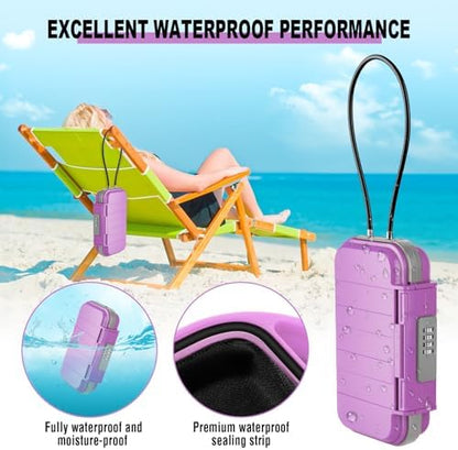 Portable Beach Lock Box — 4-Digit Combo Safe with Removable Steel Cable