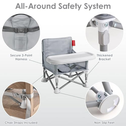 Portable 3-in-1 Baby Booster Seat – Foldable High Chair with Removable Tray, Safety Harness & Carry Bag | Ages 6M–3Y