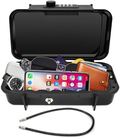 Portable Beach Lock Box — 4-Digit Combo Safe with Removable Steel Cable