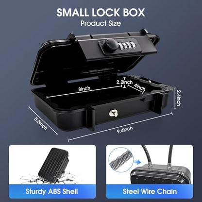 Portable Beach Lock Box — 4-Digit Combo Safe with Removable Steel Cable