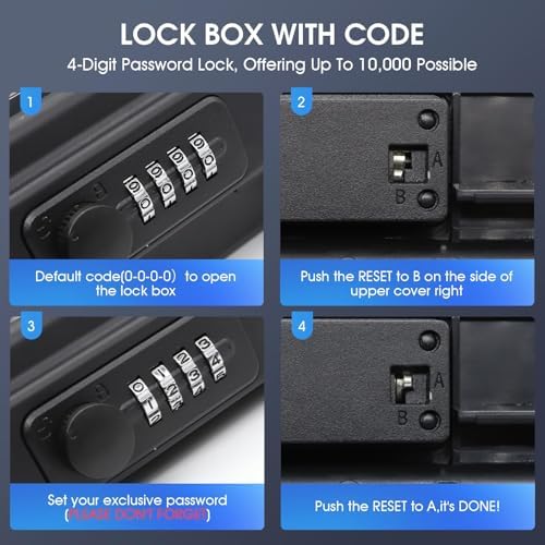 Portable Beach Lock Box — 4-Digit Combo Safe with Removable Steel Cable