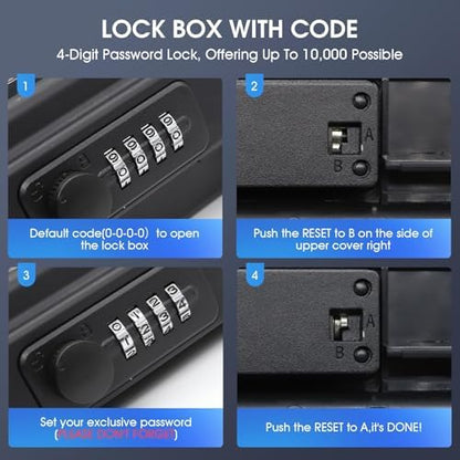 Portable Beach Lock Box — 4-Digit Combo Safe with Removable Steel Cable