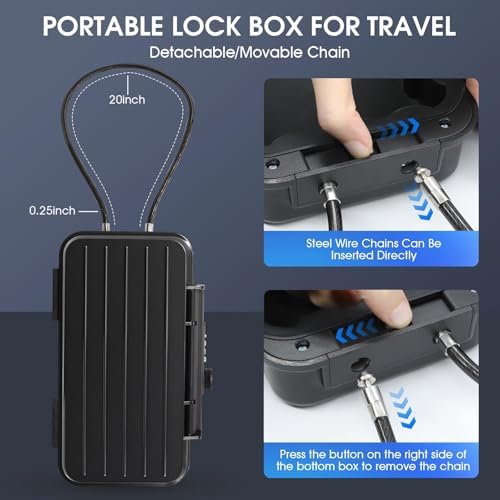 Portable Beach Lock Box — 4-Digit Combo Safe with Removable Steel Cable