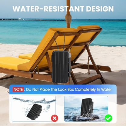 Portable Beach Lock Box — 4-Digit Combo Safe with Removable Steel Cable
