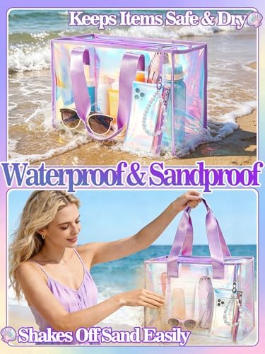 Iridescent Beach Bag Set – Large Tote bag with Matching Pouch