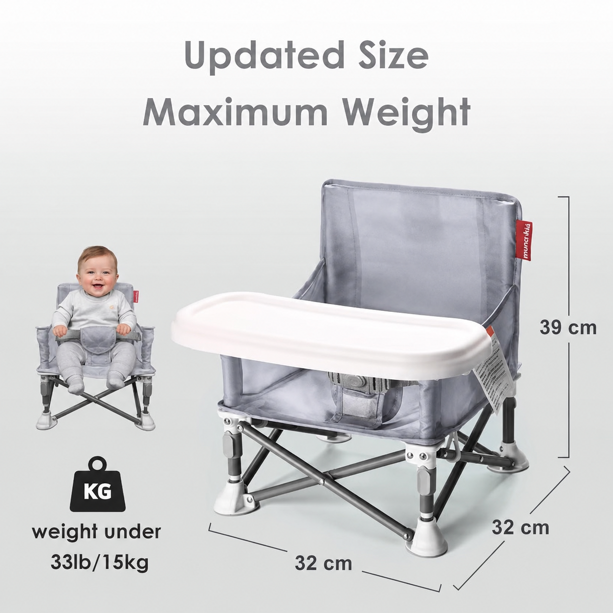 Portable 3-in-1 Baby Booster Seat – Foldable High Chair with Removable Tray, Safety Harness & Carry Bag | Ages 6M–3Y