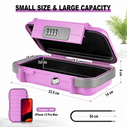 Portable Beach Lock Box — 4-Digit Combo Safe with Removable Steel Cable