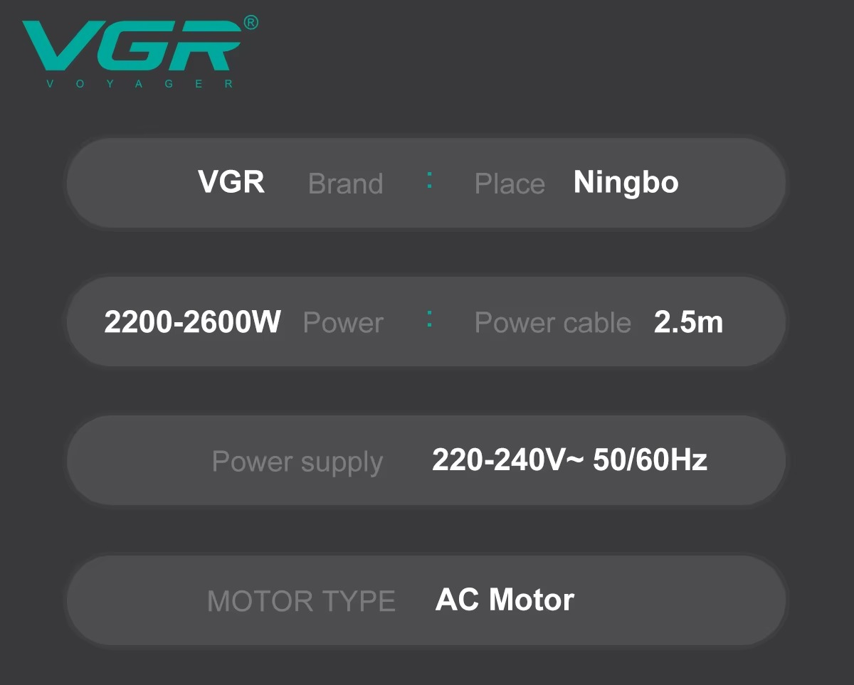 VGR V462 Professional Hair Dryer 2200-2600W