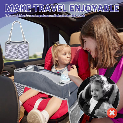Kids Travel Tray for Car Seat – Foldable Lap Desk with Tablet Holder