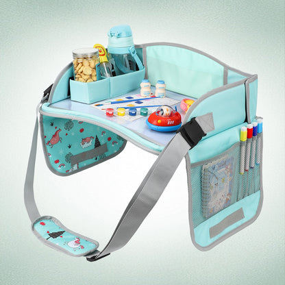 Kids Travel Tray for Car Seat – Foldable Lap Desk with Tablet Holder